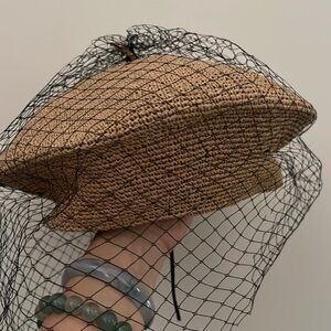 Fishnet Fedoras woman straw beret/hat.  Never wear